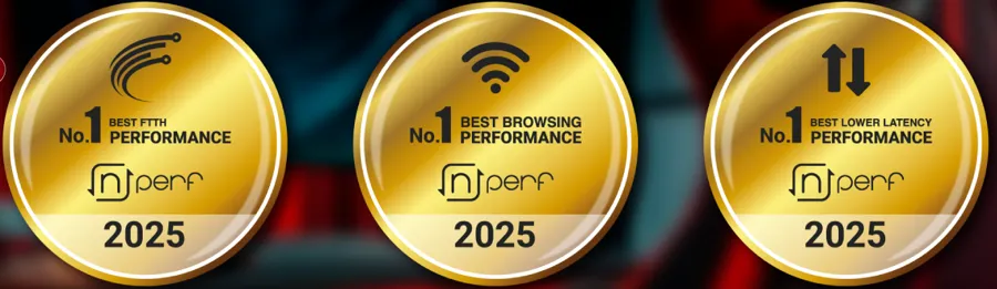 Medallas nPerf 2025 de Fibramax: No. 1 en rendimiento FTTH, navegación y menor latencia